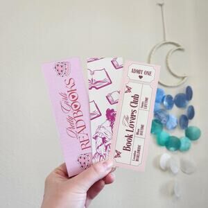 Vintage Readers Bookmark Set Pink Red Cute Retro Style Art Bookish Gift Matte